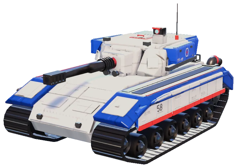 An Aurochs tank in Caelis white and cobalt